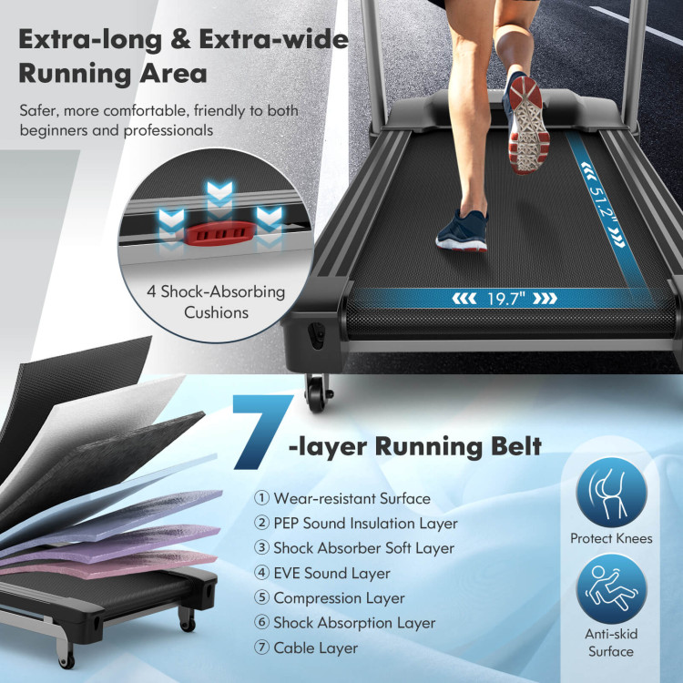 4.75 HP Folding Treadmill with Auto Incline and 20 Preset Programs-BlackCostway Gallery View 3 of 12